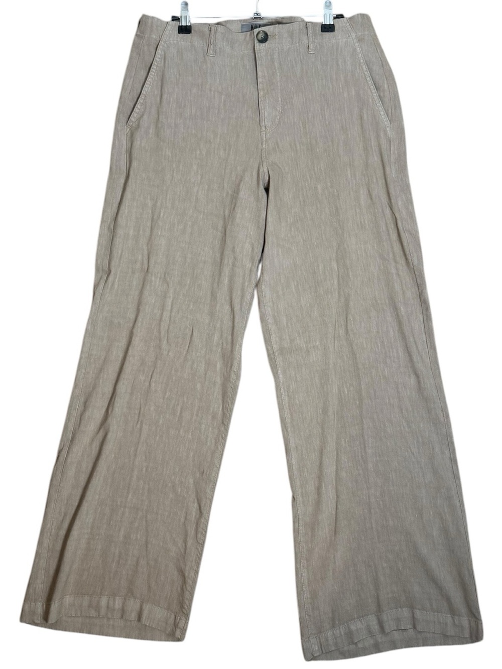 Kut from the Kloth Meg High Rise Wide Leg Linen Blend Pants Khaki Tan Trousers